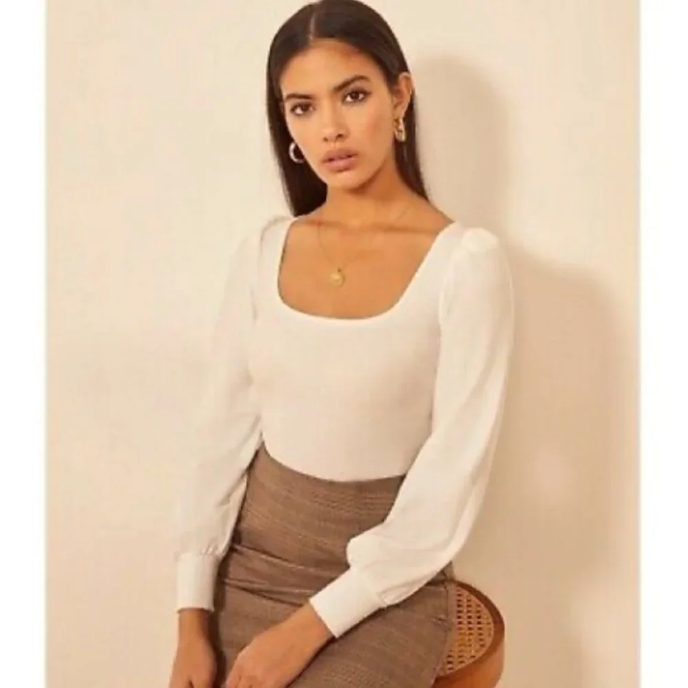 NWOT Reformation Jeans Ribbed Vita Top in White XS - Picture 2 of 9
